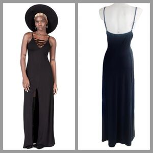 Killstar Forgotten Soul Plus Size Black Maxi Dress Front Slit XXL Plus Size NWT